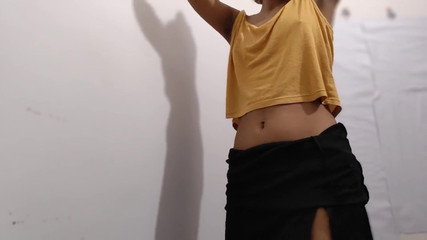 shows off her puffy pussy