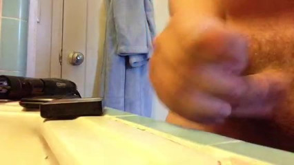 Close up front view cumshot
