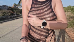 risky public exposure of tits and pussy