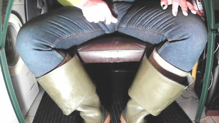 H&amp;M Girls faux leather pants wetting in wellies
