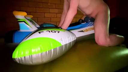 Blue Intex Air Strike plane fuck on waterbed