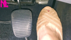 Revving and Driving in Light Brown Peeptoe Sandals