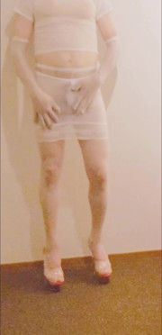 Nylon fetish tgirl sroke and tease  her cock over fetishnylon