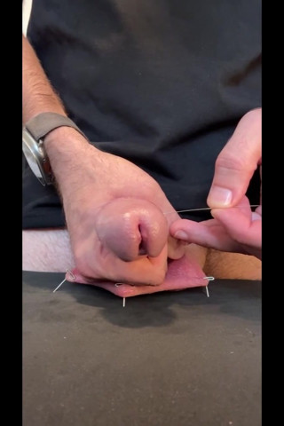 Cumming with needles in my cockhead and sack