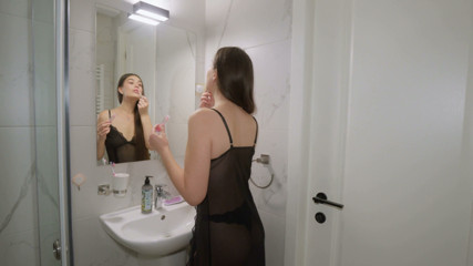 Passionate Morning Fucking with a Slobbery Blowjob and a Cum in Mouth Finish. This Brunette Loves a Big Cock.
