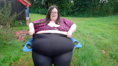 SSBBW outdoor belly play and walking