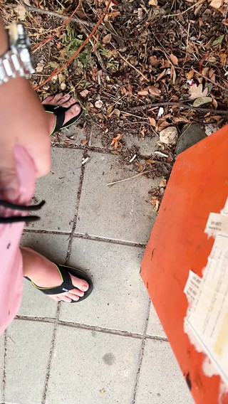 Masturbating on bus station after sunbathing 