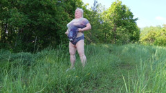 Girlfriend Undressed in the Park and Pisses in Front of Everyone