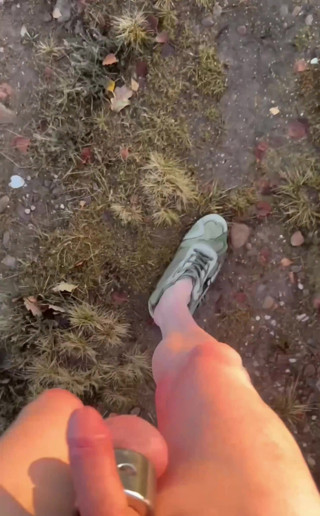 Daytime Naked walk in the woods , cold and windy