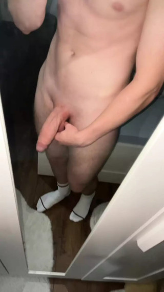 Completely naked with my huge cock