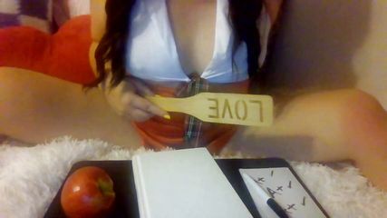 Teacher Welcomes Her Students To Her Naughty Slutty Class Eats Her Apple Riding