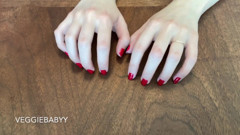 Long Red Natural Nail Tapping