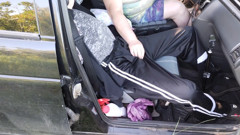 In the Car in the Parking Lot, a Neighbor Jerks off My Dick Until I Cum