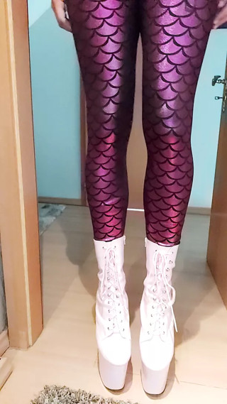Sissy walking in her highest 8 inch pink heels