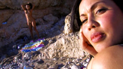 Exotic whore gets fucked outdoor by the sea