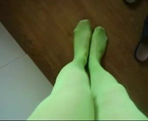 Neon green pantyhose
