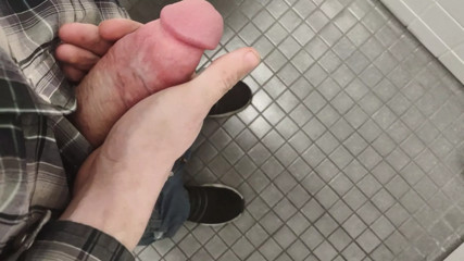 Cumshot in the restroom