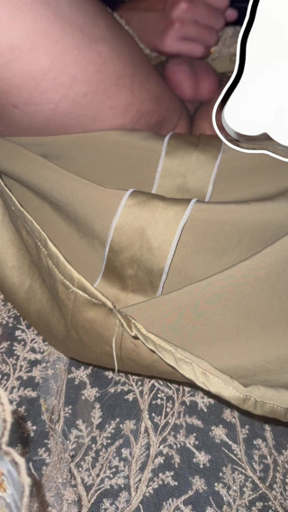 cross dresser cum wearing satin gown thumbnail