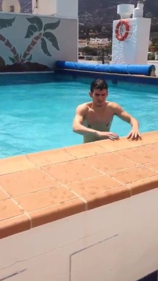 Stiff cock in the swimming pool