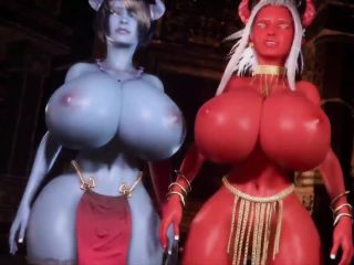 Two Hot Monster Chicks With Massive Boobs Bounce Into Each Other