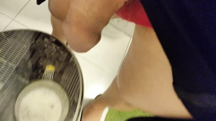 Joana LoveTs pissing in the toilet to a glass of beer