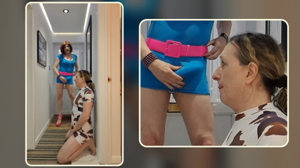 Big cock crossdresser Lucy face fucking MILF Lisa