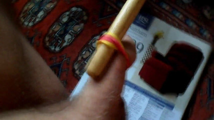New use for a Fucking Machine wanking jerking with drumstick