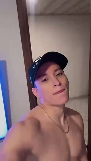 Handsome teen recording in room - muscular latino gay