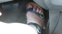 Revving Close up of my sandaled feet while I push the gas and break pedals !