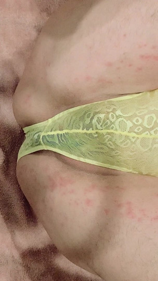 Butt plug with cock ring in my yellow thong