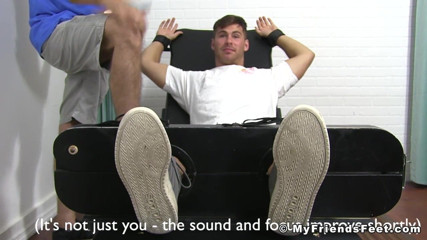 Restrained jock endures all sorts of tickling sessions
