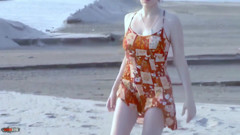 Tigra: Sensational Striptease of Pretty Blonde Tigra Undressing by the Sea and Ends Totally Naked