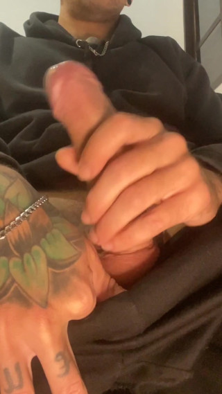 White Guy Big Pink Cock Jerking Off Watching Porn Until Cum