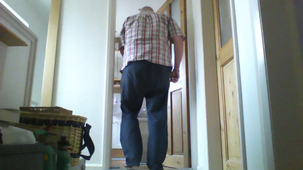 Ian strips ti stockings and bra and uses his hole for fun thumbnail