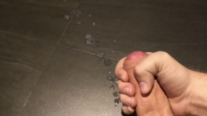 Big cock - big cumshot on bathroom floor