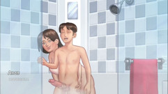 Anon sucks Debbie's asshole and squeeze her big boobs in shower - summertime saga gameplay part 4