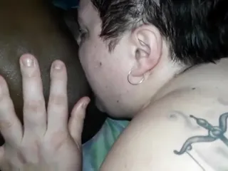 Bbwbootyful sucking licking BBC Nata4sex balls &amp; ass stroking his dick swallowing his cum