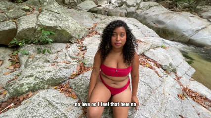 Her boyfriend wouldn't fuck her, so the bitch sought pleasure with a stranger at the river