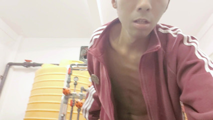 A mischievous Asian boy masturbates, moaning, ejaculating, and consuming semen in a factory laboratory thumbnail