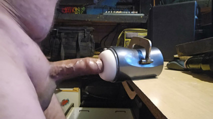 My very small uncut dick grows huge and cum while fucking toys
