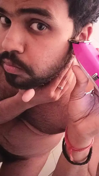 Face shaving of Full body shaving at extreme hardcore in bathroom