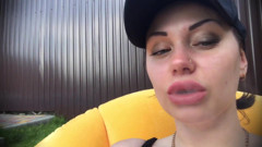 Hookah smoking outdoor & big lips tease