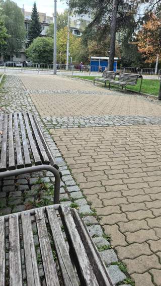 Bulgarian fat cock gets hard on a public park bench