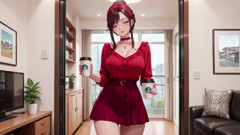 Red-haired Secretary's Afternoon Fantasy! Naked on the Sun-drenched Bedroom Bed, Sheer Stockings Slipping off...