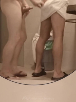 Quick and Risky Bareback Fuck in the Pool's Public Toilet - Almost Caught