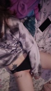 Petite White Girl Sticks Water Bottle in Her