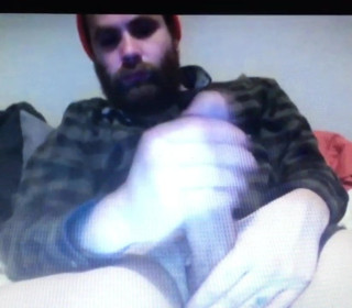 Hairy bearded daddy bear edges his huge cock
