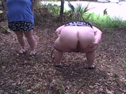 Out door public park 2 bbw pee fart