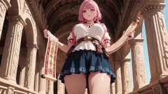 Underwater Fantasy Pink-haired Girl in a Sailor Suit Lounging Lazely, Fingertips Touching the Water as Sunlight Wets Her Skin.