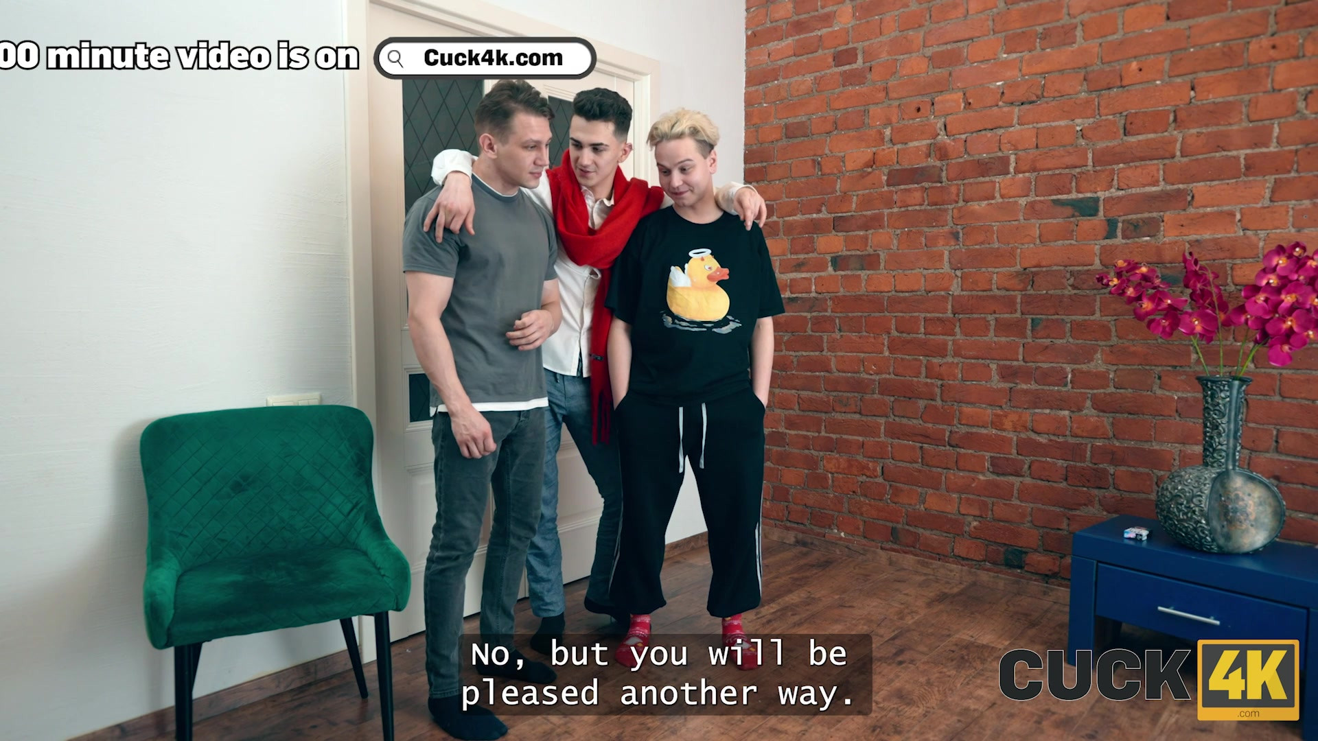 CUCK4K. Double penetration threesome with hot Russian brunette and 2 strangers